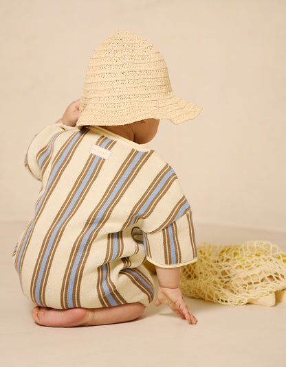 Roam Cotton Stripe Romper in Lemon