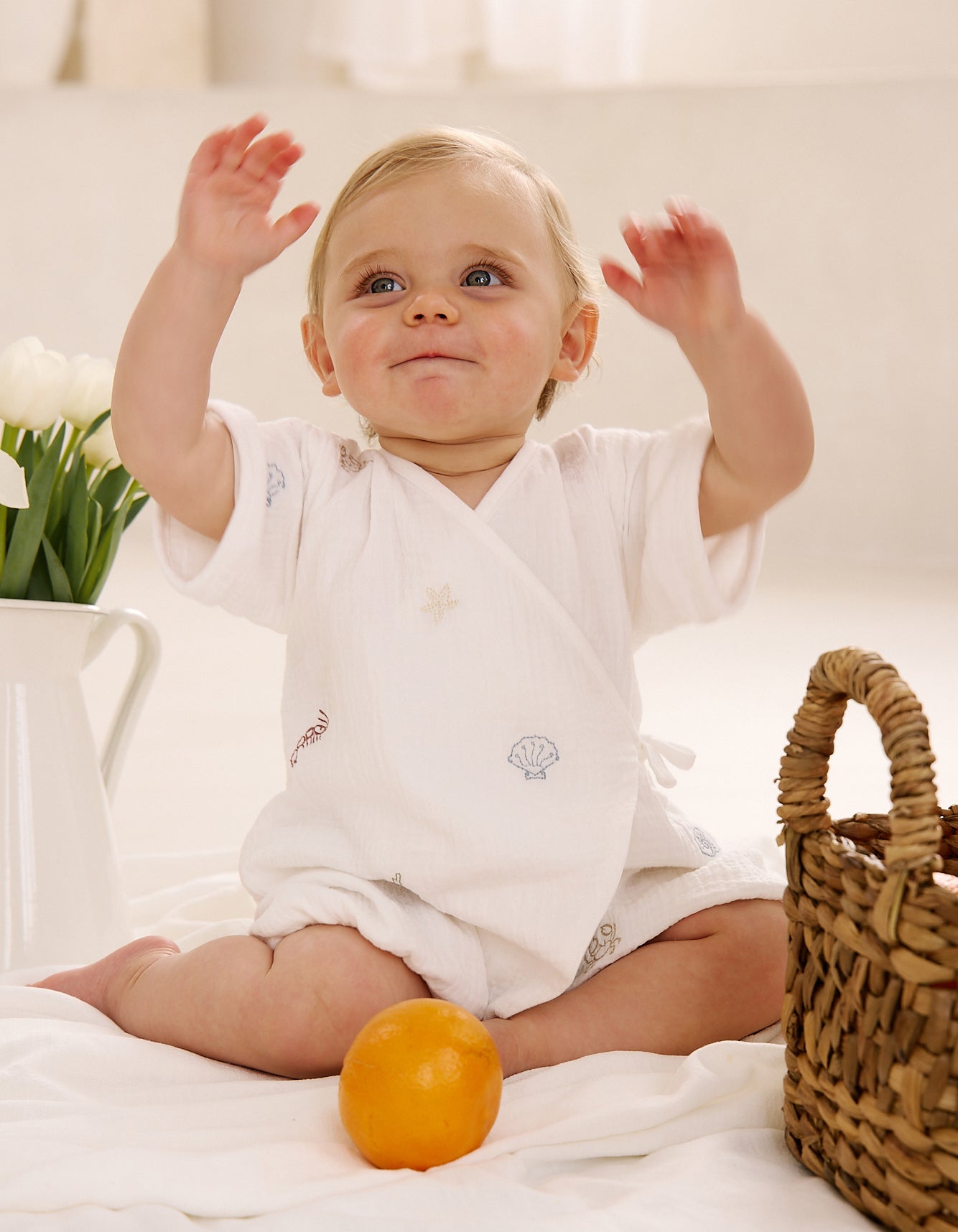Little Bay Muslin Embroidered Romper