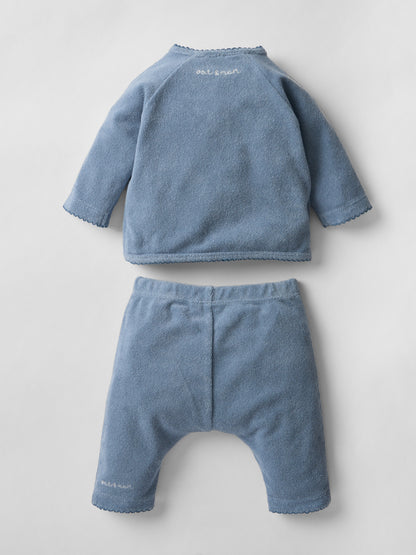 Soft Scalloped Towelling Set in Vintage Blue