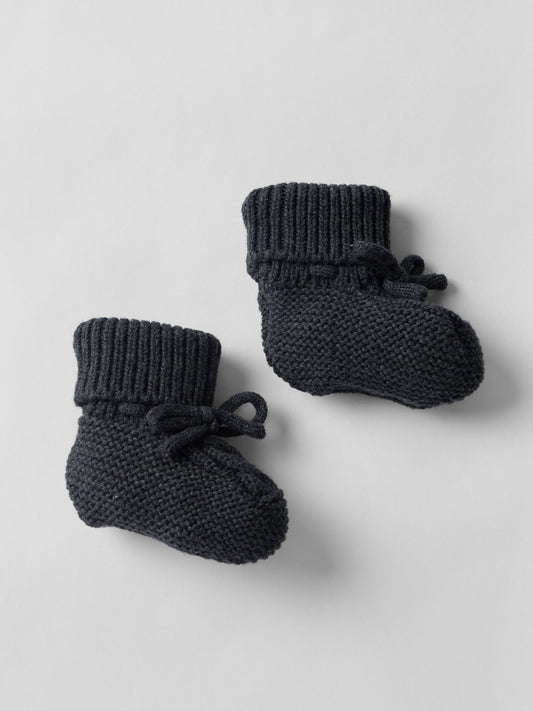 Cable Knit Booties in Charcoal