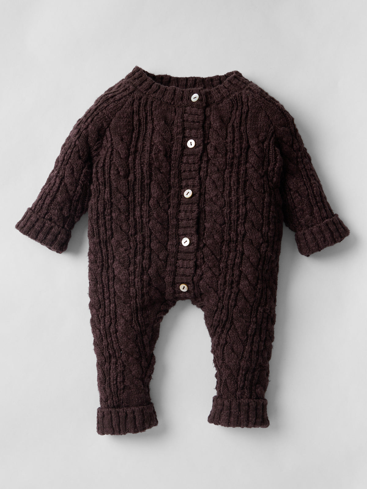 Cotton Cable Knit All in One in Chocolate