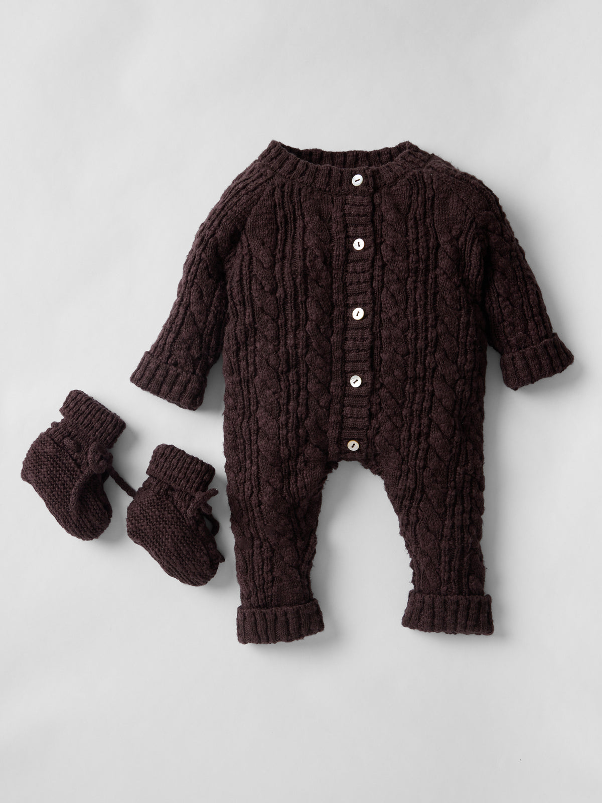 Cotton Cable Knit All in One in Chocolate
