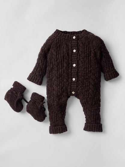 Cotton Cable Knit All in One in Chocolate