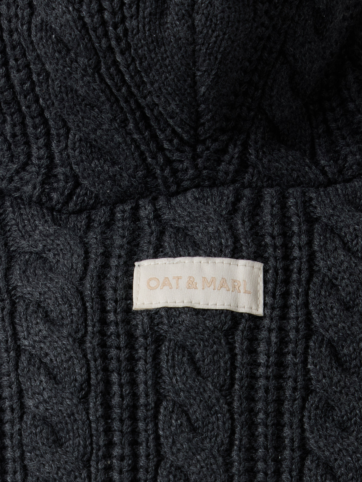 Cotton Cable Knit Hooded Set in Charcoal