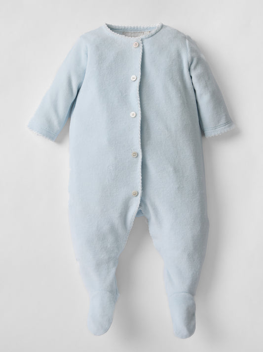 Snuggle Towelling Sleepsuit in Soft Blue