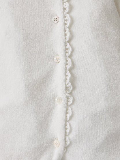 Dreamer Broderie Towelling Sleepsuit in White