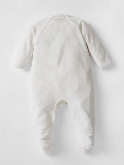 Dreamer Broderie Towelling Sleepsuit in White