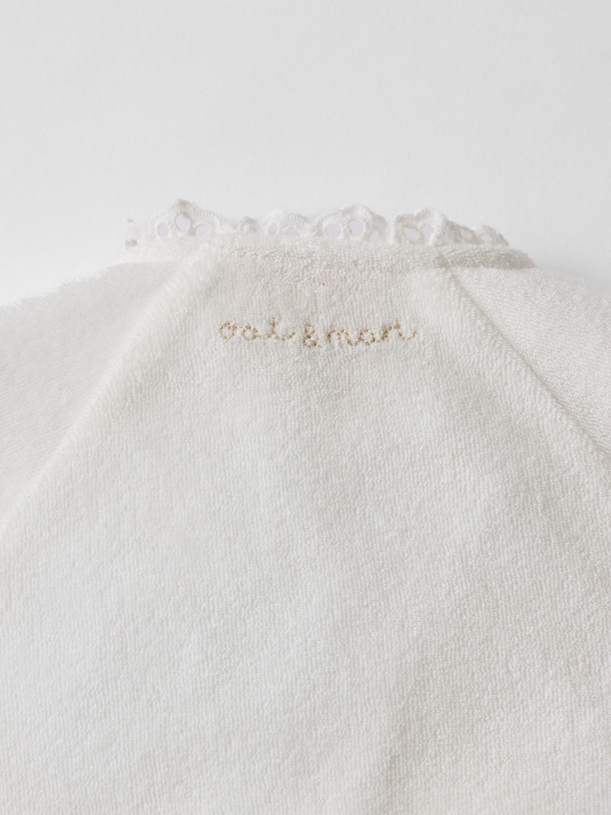 Dreamer Broderie Towelling Sleepsuit in White