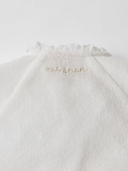 Dreamer Broderie Towelling Sleepsuit in White