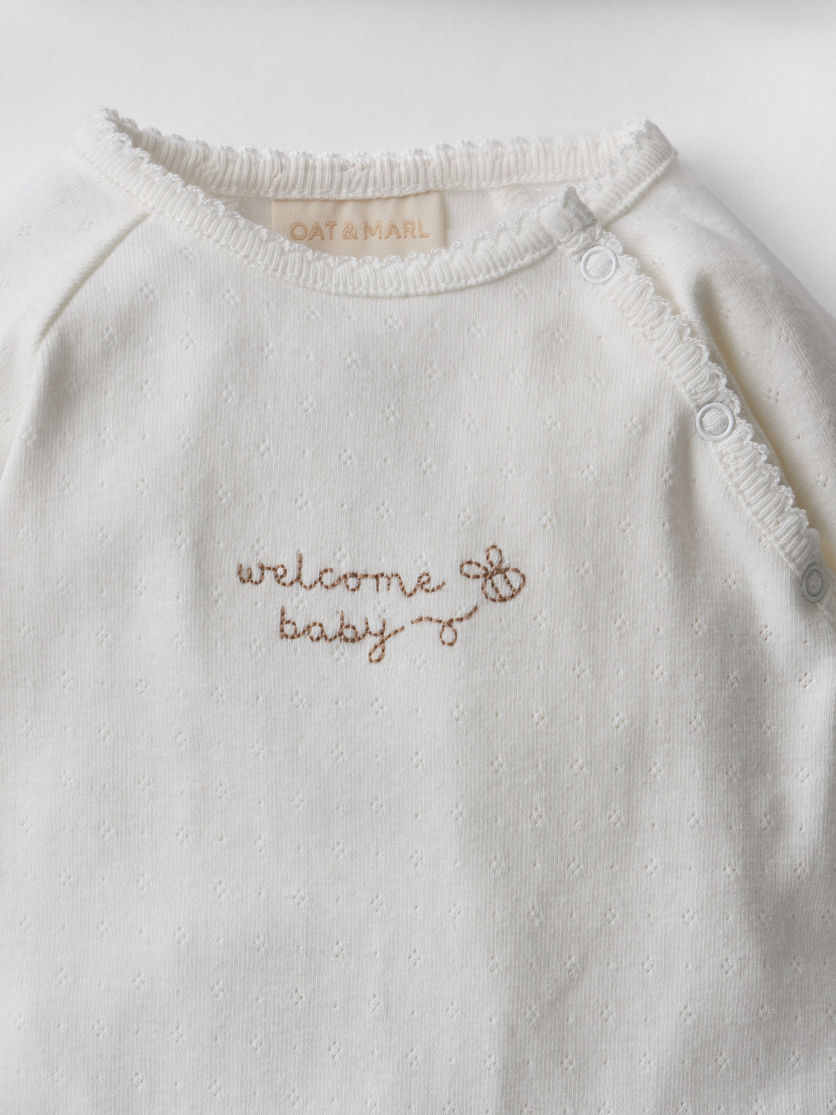 Welcome Baby Pointelle Sleepsuit & Hat Set