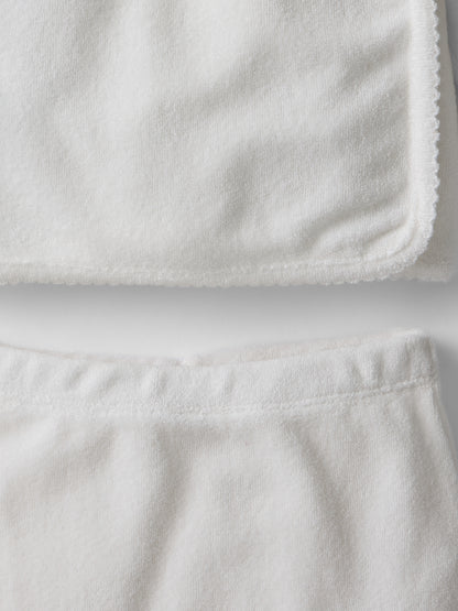 Soft Scalloped Towelling Set in Pure White